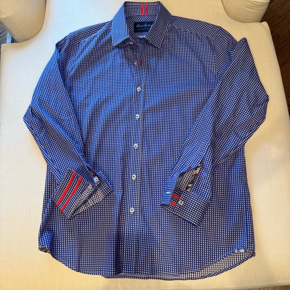 Robert Graham Blue Double Red line Tailored Shirt